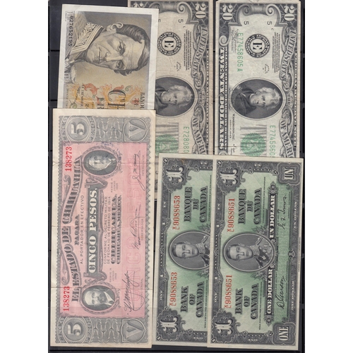 94 - An accumulation of 50+ circulated World 20th Century banknotes, mixed condition, noted various USA 1... 