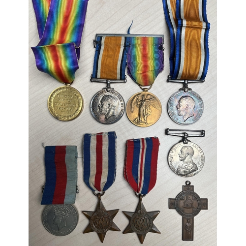 191 - A small of UK medals, including x2 WWI pairs awarded to 142221 SPR F. M. ATTWOOL. R.E & T4- 143283 D... 