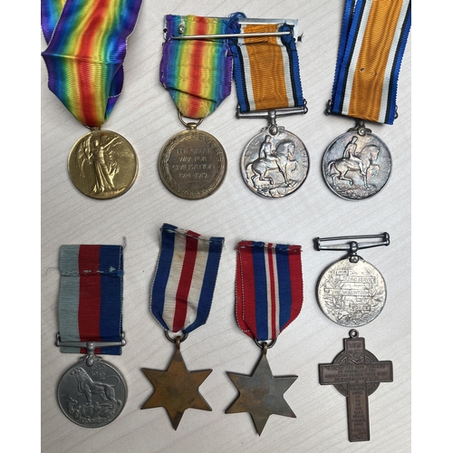 191 - A small of UK medals, including x2 WWI pairs awarded to 142221 SPR F. M. ATTWOOL. R.E & T4- 143283 D... 