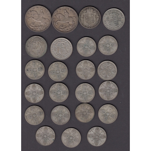 132 - A small accumulation of mainly circulated UK 20th Century coins, including 400g of pre 1947 silver c... 