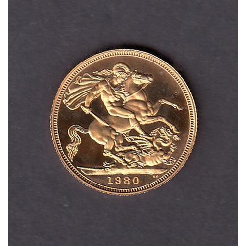 29 - UK 1980 gold proof Sovereign, boxed with CoA