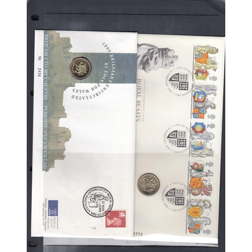 119 - A collection of RM PNC coin covers from 1995 to 2002, including 1995 £1 Wales coin cover, 1998 Royal... 