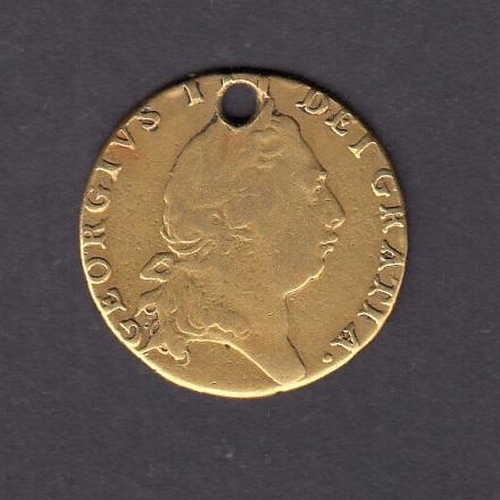 19 - UK 1796 gold Guinea, with hole drilled at top, weight 8g