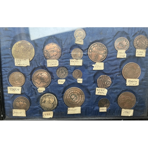 69 - A small World coin accumulation of mainly circulated 19th & 20th Century coins loose plus framed Cop... 