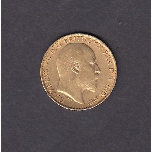 72 - UK 1902 gold half Sovereign, in good condition