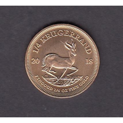 45 - 2018 South Africa gold ¼oz Krugerrand, in good condition with CoA