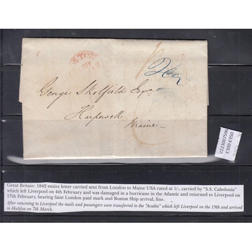 360 - Shipwreck Mail - a collection of 12x global examples from 1842 to mid 20th Century written up on exh... 