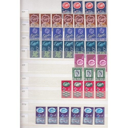 334 - A stock book of duplicated GB QEII pre-decimal commemoratives, including x5 Coronation sets and x4 R... 