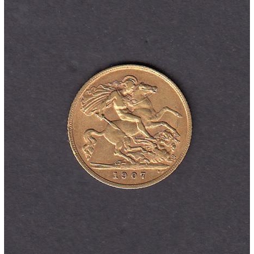 80 - UK 1907 gold half Sovereign, in good condition