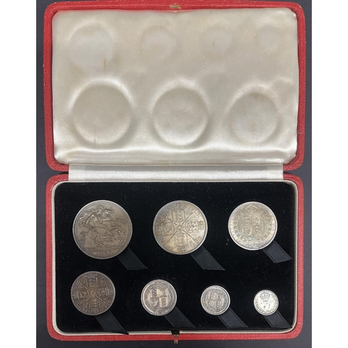 1 - UK 1887 Specimen set, Crown to Threepence coin set boxed, in good condition