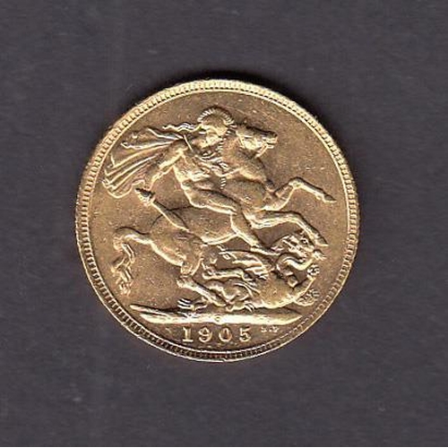 37 - UK 1905 gold full Sovereign, ‘S’ mint mark, in good condition