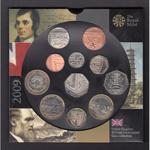 54 - UK 2009 brilliant uncirculated year set, including 50p Kew Gardens