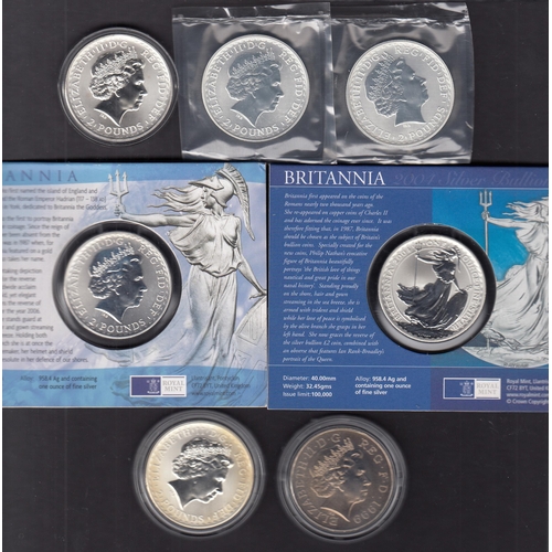 100 - A collection of six UK silver Britannia’s in good condition