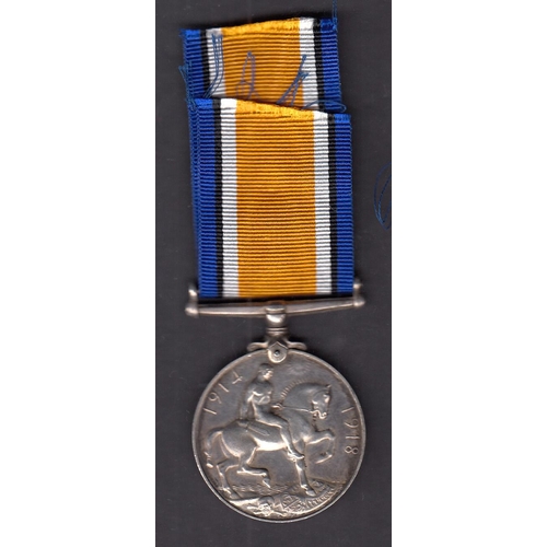 186 - UK WWI British War Medal awarded to K.53860. I.POWELL. STO.2. R.N., with copy of enlistment paper