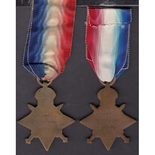 166 - UK WWI x2 medals, 1914 Star awarded to 9066 PTE. W. T. PIKE. 2/DEVON.R AND 1914-15 Star awarded to K... 