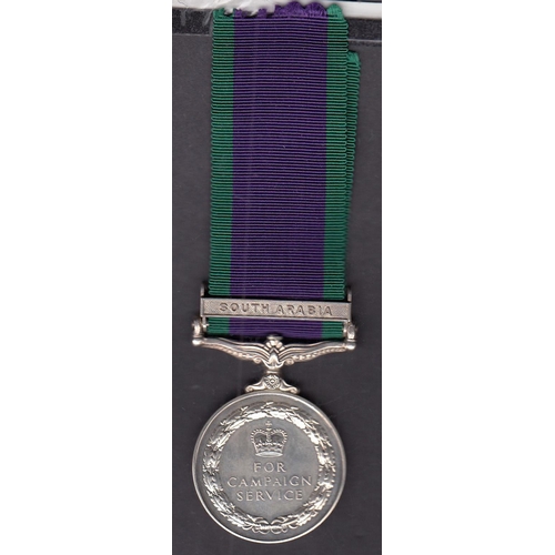 180 - UK QEII General Service Medal with South Arabia bar, awarded to 24101359 PTE.L.K. WILKINSON. PWO.