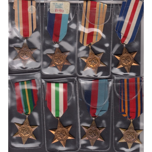 184 - UK KGVI WWII military medals x18, including x9 Stars and New Zealand War Service, Australia Service ... 