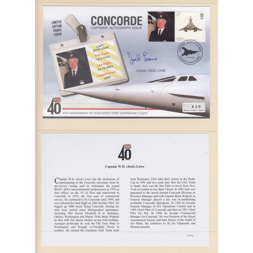 A collection of 10 signed Concorde covers, including Captain Jock Lowe ...