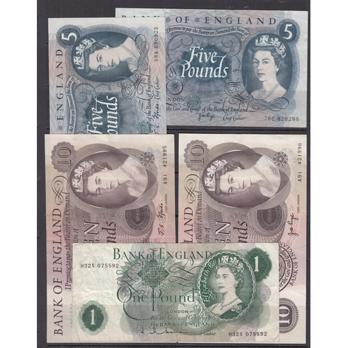 71 - A small group of x11 GB QEII banknotes from 10/- to £10, including Fforde £5 & £10 and Page £5 & £10... 