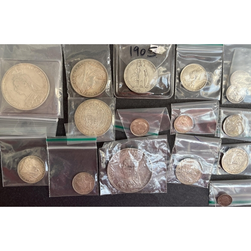 92 - A collection of x15 UK 19th and 20th Century coins from 1½d to 5/-, collected generally in higher gr... 
