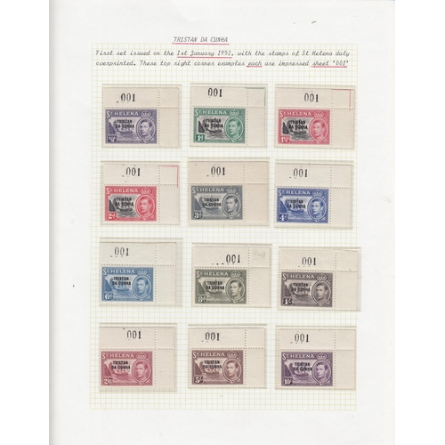 1074 - 1952 ovpt set of 12v to 10/- each in upper right corner marginal with sheet no. 001, also the set in... 