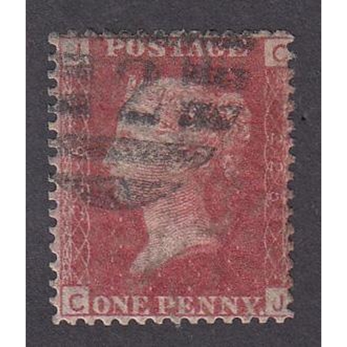 801 - 1858 1d red pl 225 ‘CJ’ fine used, Cat £700