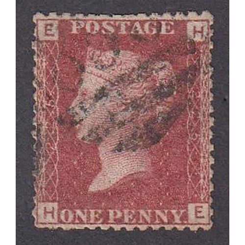 802 - 1858 1d red pl 225 ‘HE’ used, an attractive example (slight trimming of lower left perfs) Cat £700