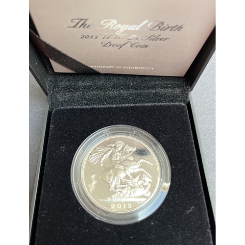 79 - A collection of x8 UK silver Proof Crowns, including 2013 Royal Birth £5, 2013 Royal Wedding £5 and ... 