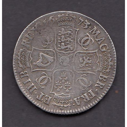 59 - UK 1673 Charles II silver Half Crown, in good condition