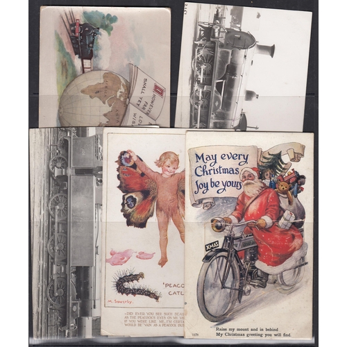 595 - A four-volume postcard collection of mainly UK early to mid-period postcards, including various gree... 