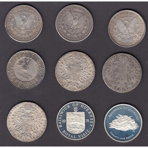 49 - A small World coin accumulation of mainly 20th Century coins, including x4 Guernsey silver Crowns bo... 