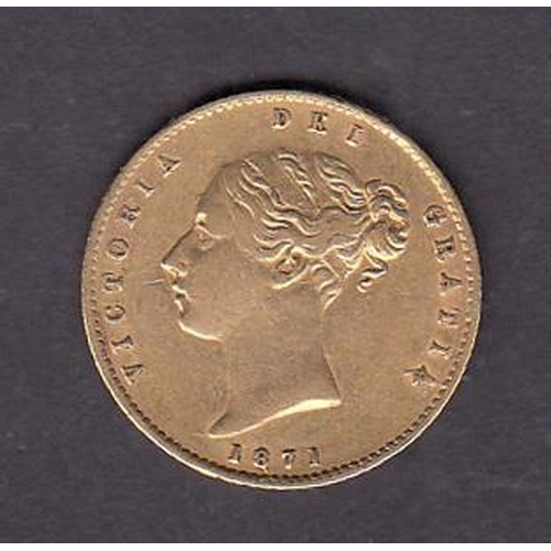 113 - UK 1871 gold half Sovereign, in good condition