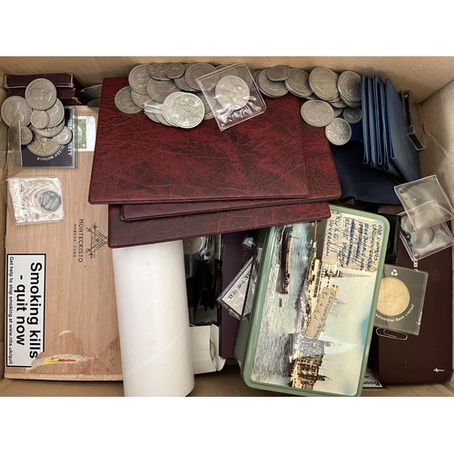 117 - A World coin collection in various boxes and loose mainly 20th Century, strength in UK coins noted K... 