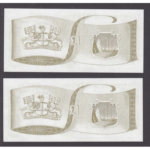 100 - St Helena QEII pair of consecutive £1 uncirculated banknotes.
