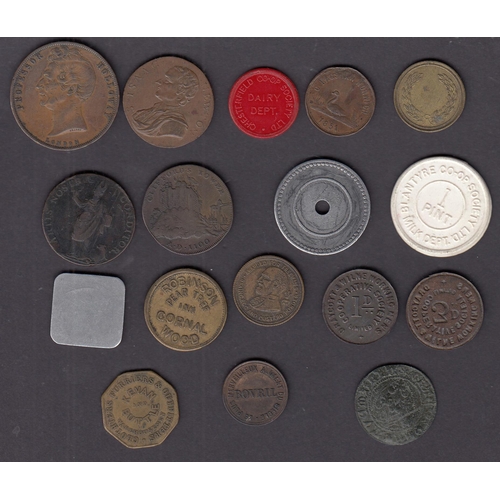 106 - A group of x17 World Tokens, mainly UK 18th to 20th Century, including Burton Latimer CO.OP, 1858 Ho... 