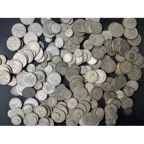 110 - A collection of circulated UK coins, mainly 20th Century, with strength in pre 1947 silver (weight 1... 