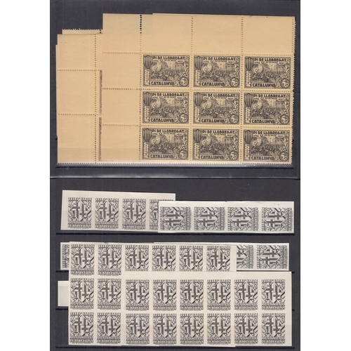 335 - A heavily duplicated mint stock of Spanish Local issues, including mint blocks and part sheets, note... 