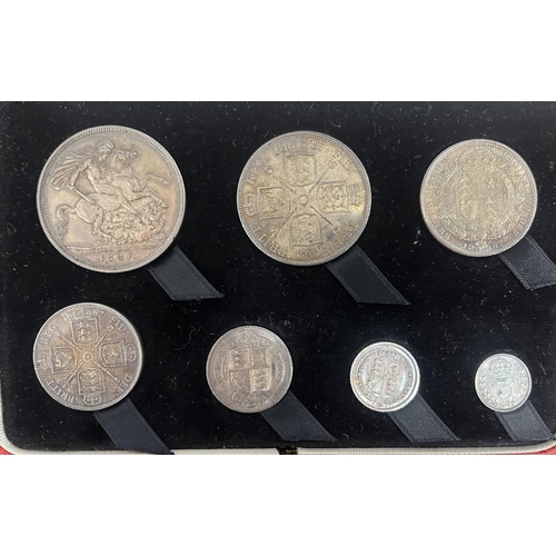 20 - UK 1887 Specimen set, Crown to Threepence coin set boxed, in good condition