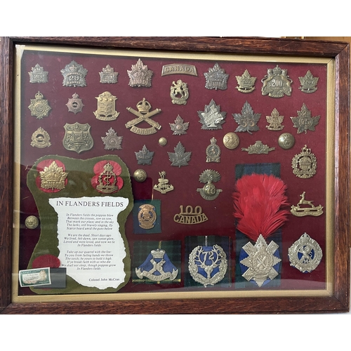 294 - A group of x40 Canadian Military Cap Badges, Shako Plates, Lapel Badges and Buttons, including 29th ... 