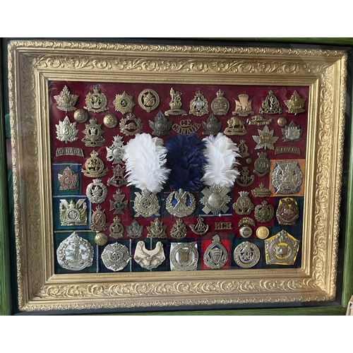 295 - A group of x63 Canadian Military Cap Badges Shako Plates, Lapel Badges and Buttons, including Rocky ... 