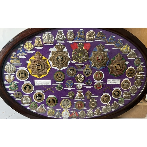 296 - A group of x67 English Military County Regiments Cap Badges and Shako Plates, noted 50th & 97th Foot... 