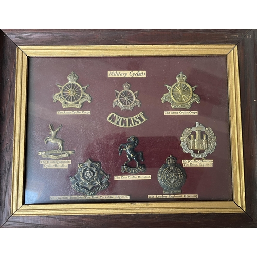 298 - A group of x8 British Military Cyclist Cap Badges, including The Army Cyclist Corps, The Huntingdons... 