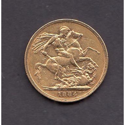 17 - UK 1884 gold full sovereign, with Sydney mint mark, in good condition