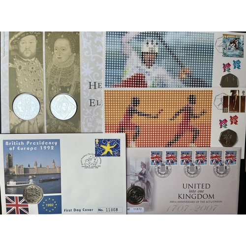 5 - A collection of UK PNC coin covers from 1995 to 2012, duplicated in places, including 2012 Olympic 5... 