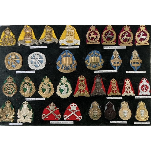 273 - A group of x31 British Military Corps, including Bakelite and Staybrite Cap Badges, noted Royal Army... 