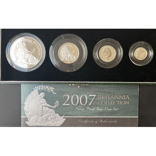 169 - UK 2007 Britannia silver proof four-coin set, boxed with CoA