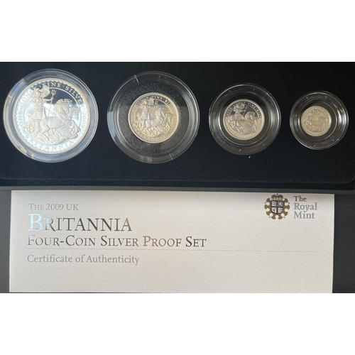 170 - UK 2009 Britannia silver proof four-coin set, boxed with CoA