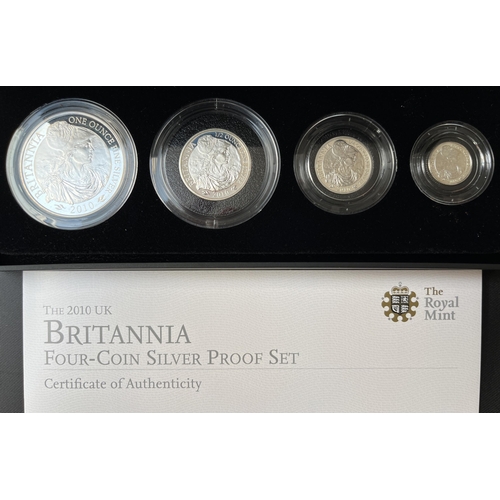 171 - UK 2010 Britannia silver proof four-coin set, boxed with CoA