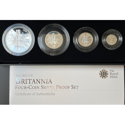 172 - UK 2011 Britannia silver proof four-coin set, boxed with CoA