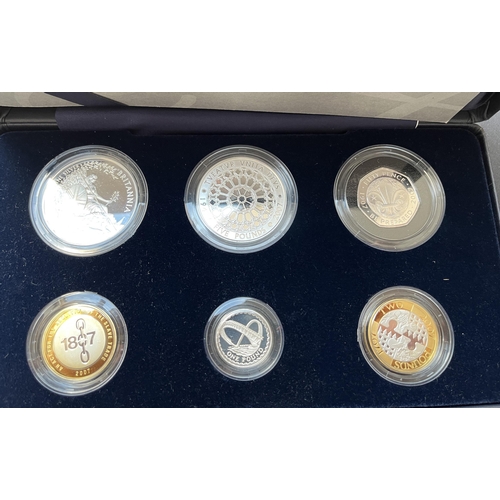 182 - A collection of x3 UK RM boxed silver sets, including 1984-1987 £1 silver proof set, 2004-2007 £1 si... 